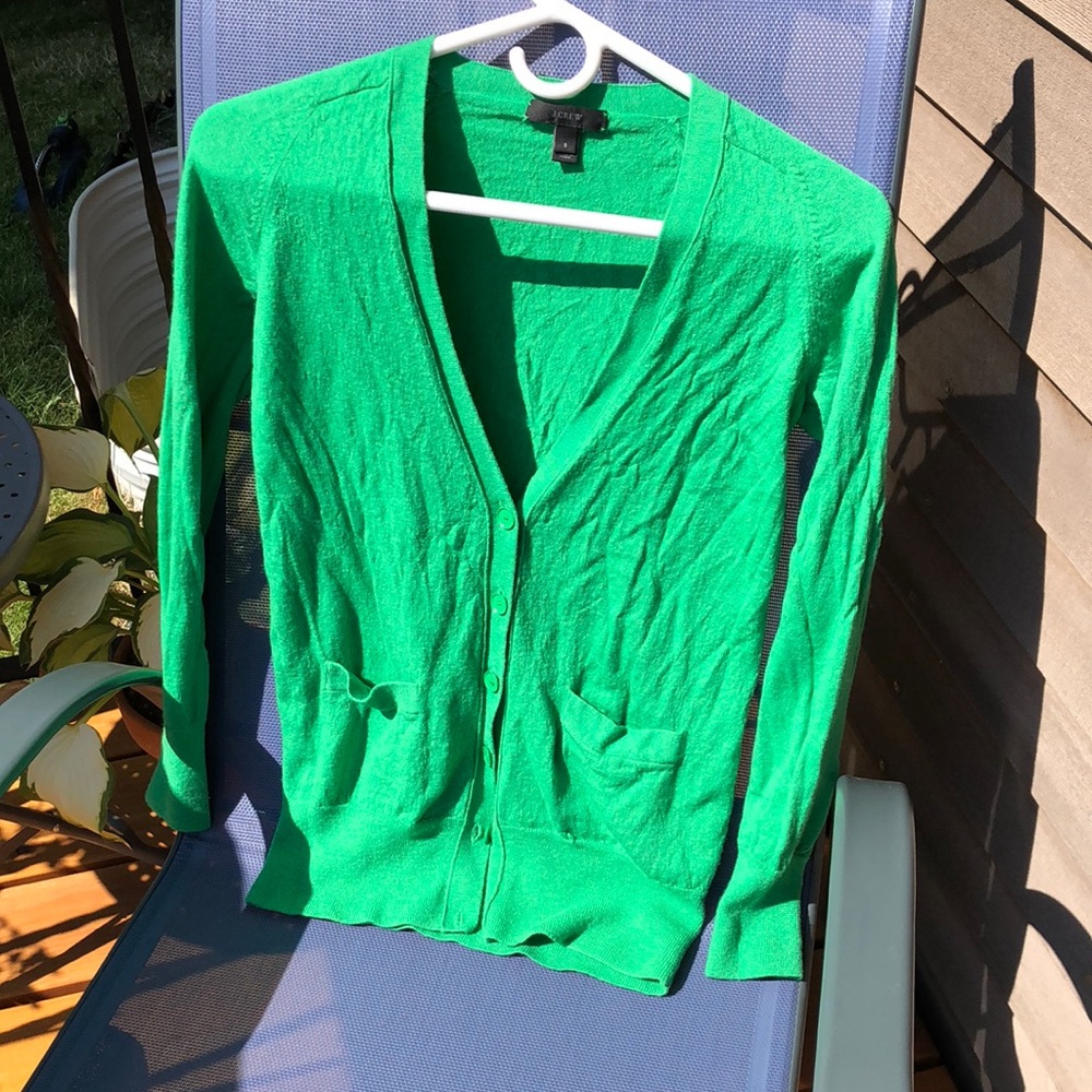 J crew green cardigan